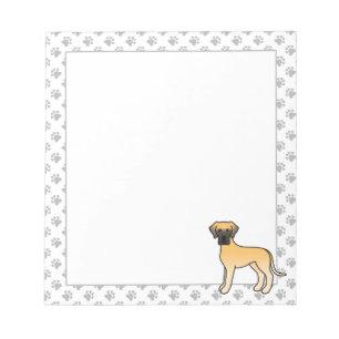 Fawn Great Dane Cute Cartoon Dog Notepad