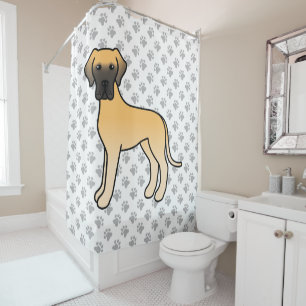 Fawn Great Dane Cute Cartoon Dog Shower Curtain