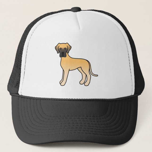 Fawn Great Dane Cute Cartoon Dog Trucker Hat (Front)