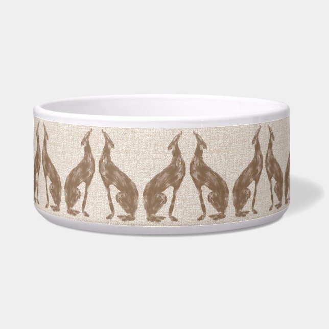 Fawn Greyhound Ceramic Pet Bowl (Front)
