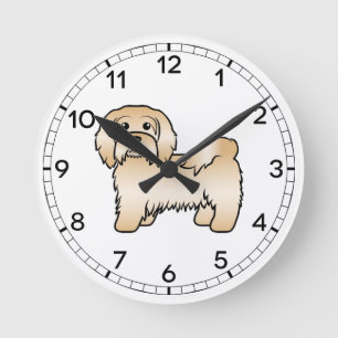 Fawn Havanese Cute Cartoon Dog Illustration Round Clock