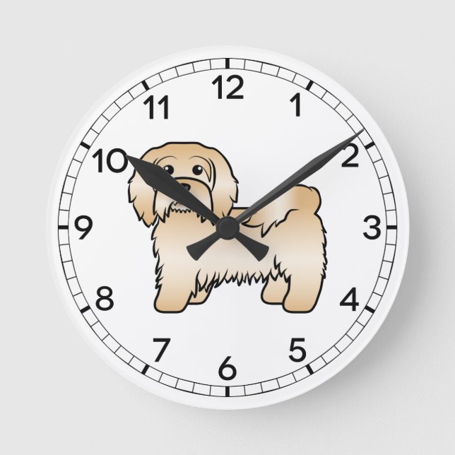 Fawn Havanese Cute Cartoon Dog Illustration Round Clock (Front)