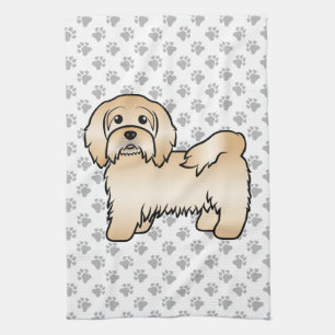 Fawn Havanese Cute Cartoon Dog Illustration Tea Towel