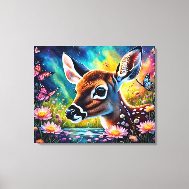 Fawn in Meadow Pond  Canvas Print (Front)