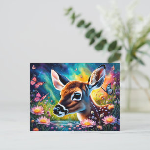 Fawn in Meadow Pond Postcard