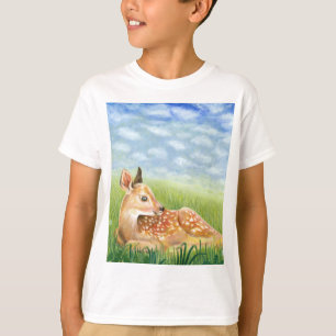 Fawn in the Grass Illustration T-Shirt