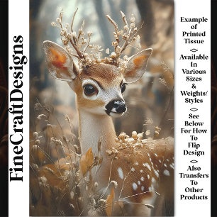 Fawn In Woodland, Flowers, Berries CF7 Decoupage Tissue Paper