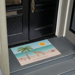 Fawn Italian Greyhound At Tropical Summer Beach Doormat