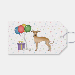 Fawn Italian Greyhound Cartoon Dog Happy Birthday Gift Tags