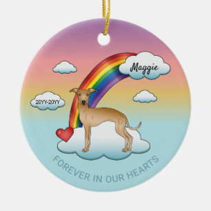 Fawn Italian Greyhound Cute Dog Rainbow Memorial Ceramic Tree Decoration