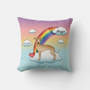 Fawn Italian Greyhound Cute Dog Rainbow Memorial Cushion