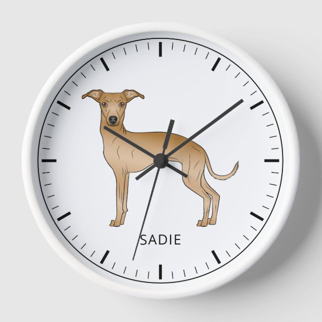 Fawn Italian Greyhound Cute Dog With Custom Text Clock (Front)