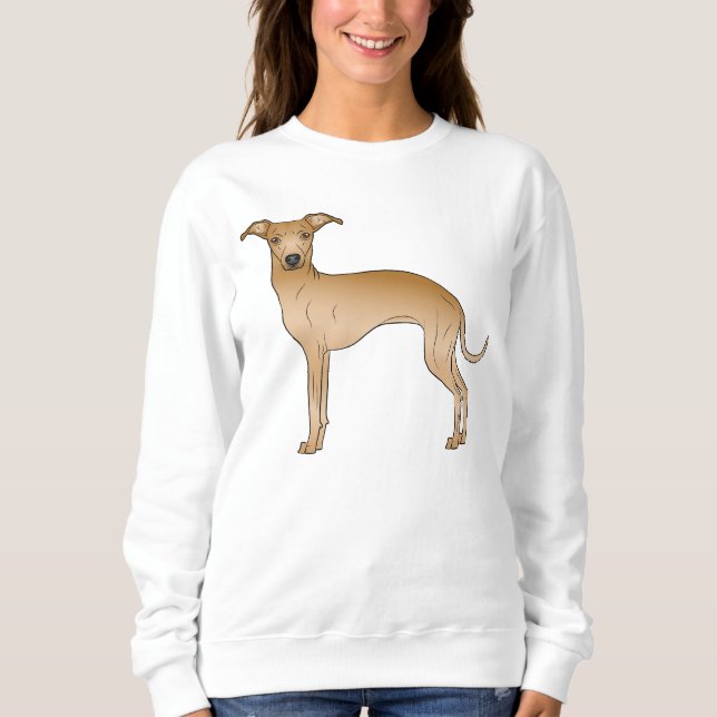 Fawn Italian Greyhound Dog Cartoon Illustration Sweatshirt (Front)