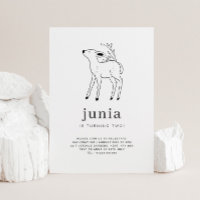 Fawn Line Drawing Birthday Invitation