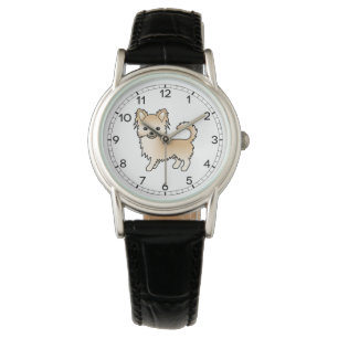 Fawn Long Coat Chihuahua Cute Cartoon Dog Watch