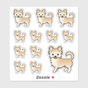 Fawn Long Coat Chihuahua Cute Cartoon Dogs