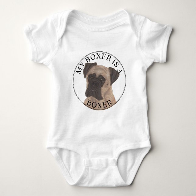 Fawn Masked Boxer Dog Big Brother Baby Bodysuit (Front)