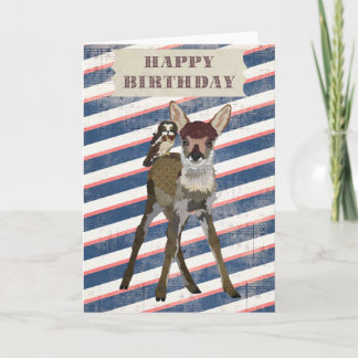 FAWN & OWL Birthday Card