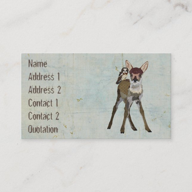 Fawn & Owl Grunge Business Card (Front)