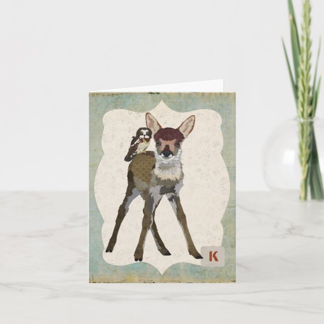 FAWN & OWL Monogram Notecard (Front)