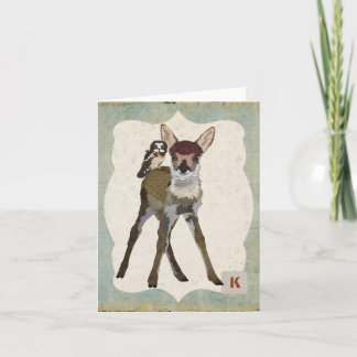 FAWN & OWL Monogram Notecard