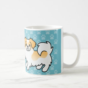 Fawn Parti-colour Tibetan Spaniel Cartoon Dog Coffee Mug