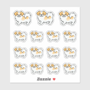 Fawn Parti-Colour Tibetan Spaniel Cute Cartoon Dog