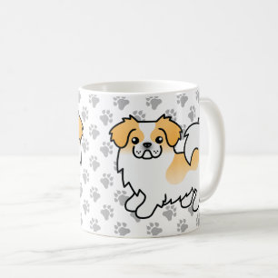 Fawn Parti-Colour Tibetan Spaniel Cute Cartoon Dog Coffee Mug