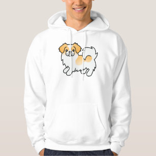 Fawn Parti-Colour Tibetan Spaniel Cute Cartoon Dog Hoodie
