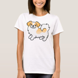 Fawn Parti-Colour Tibetan Spaniel Cute Cartoon Dog T-Shirt