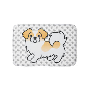 Fawn Parti-Colour Tibetan Spaniel Cute Dog & Paws Bath Mat