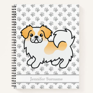 Fawn Parti-Colour Tibetan Spaniel Cute Dog & Text Notebook