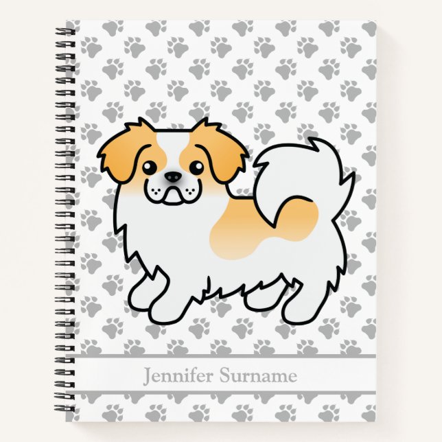 Fawn Parti-Colour Tibetan Spaniel Cute Dog & Text Notebook (Front)