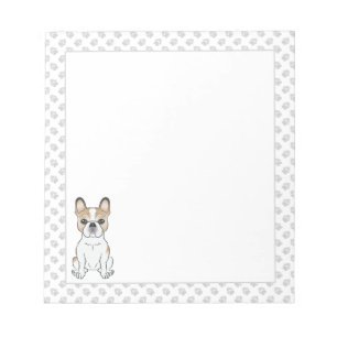 Fawn Pied French Bulldog / Frenchie Dog & Paws Notepad