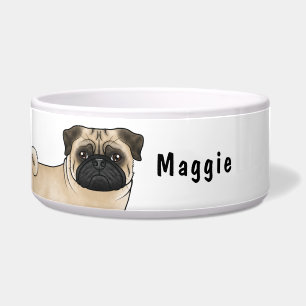 Fawn Pug Cartoon Dog Close-Up With Custom Name