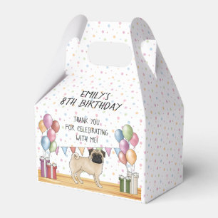 Fawn Pug Dog Colourful Pastel Birthday Thank You Favour Box