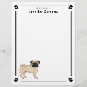 Fawn Pug Dog Cute Mops Dog Breed Design Custom Letterhead