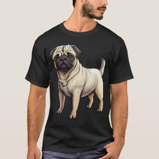 Fawn Pug Puppy Dog Drawing T-Shirt
