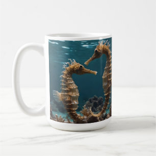 Fawn Romantic Seahorses Under The Ocean, Coffee Mug