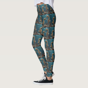Fawn Romantic Seahorses Under The Ocean, Leggings