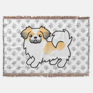Fawn Sable Parti-Colour Tibetan Spaniel Cute Dog Throw Blanket