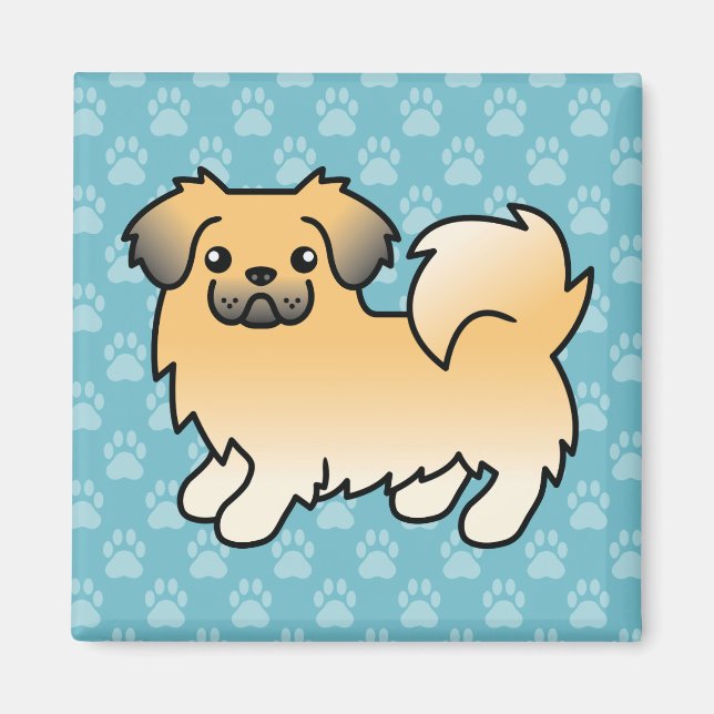Fawn Sable Tibetan Spaniel Cartoon Dog Magnet (Front)