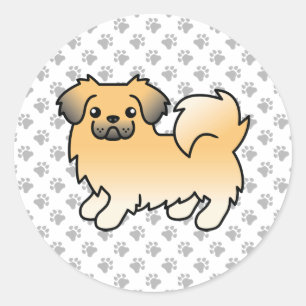 Fawn Sable Tibetan Spaniel Cute Cartoon Dog Classic Round Sticker
