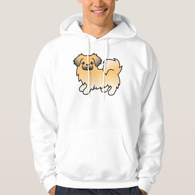 Fawn Sable Tibetan Spaniel Cute Cartoon Dog Hoodie (Front)