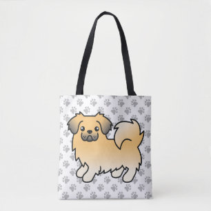 Fawn Sable Tibetan Spaniel Cute Cartoon Dog Tote Bag