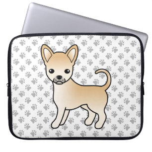 Fawn Smooth Coat Chihuahua Cartoon Dog & Paws Laptop Sleeve