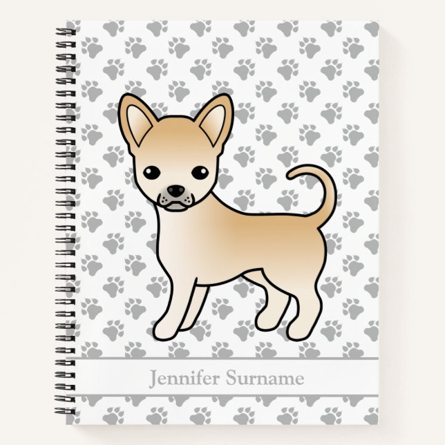 Fawn Smooth Coat Chihuahua Dog & Custom Text Notebook (Front)