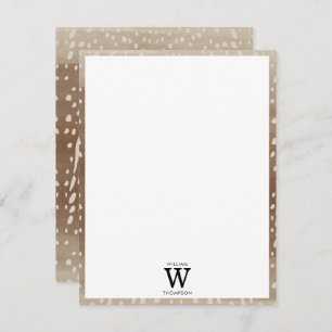 Fawn Spots Baby Deer Animal Print Monogram Card