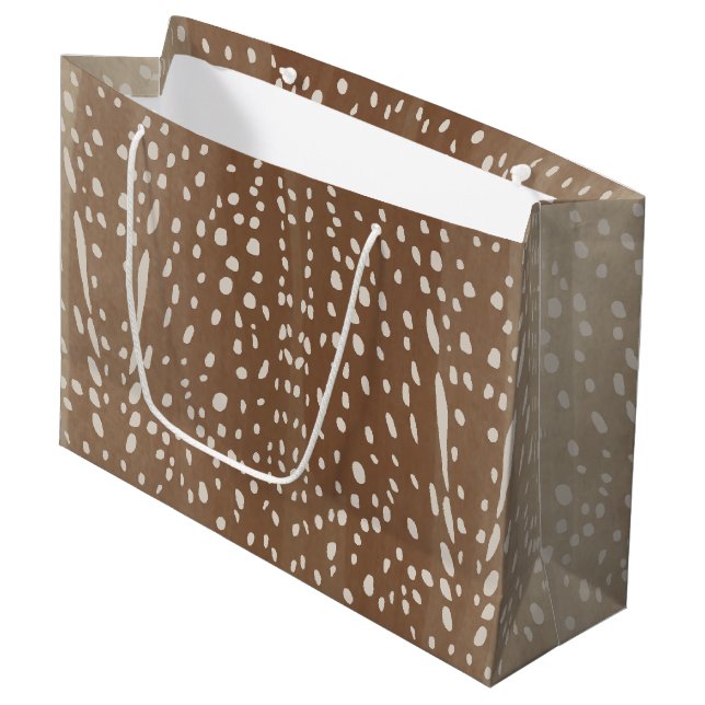 Fawn Spots Baby Deer Animal Print Pattern Large Gift Bag (Front Angled)