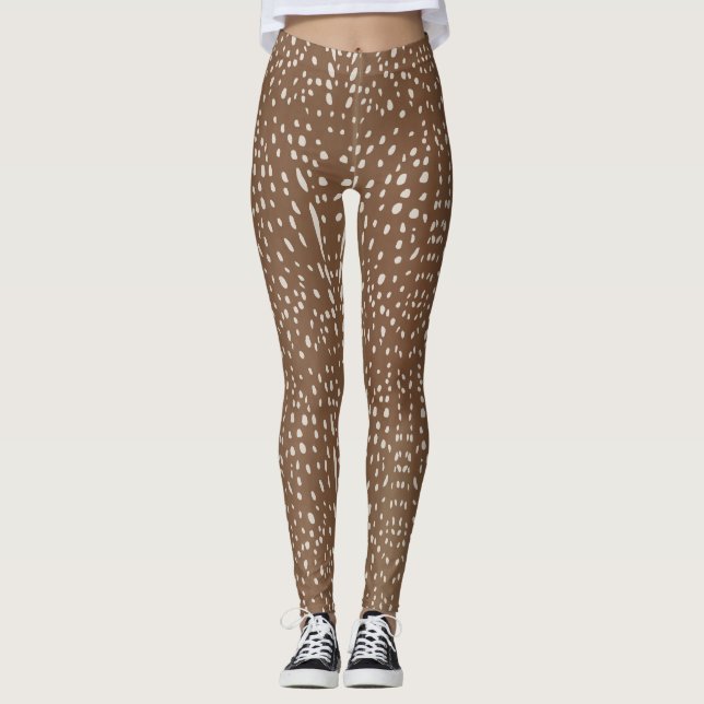 Fawn Spots Baby Deer Animal Print Pattern Leggings (Front)